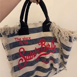 MC2 Saint Barth Blue and Cream Striped Tote